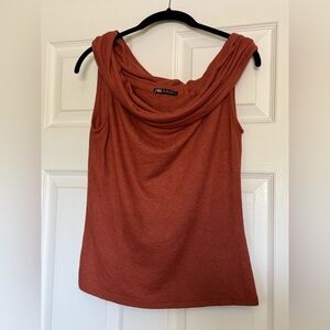 Red orange draped top